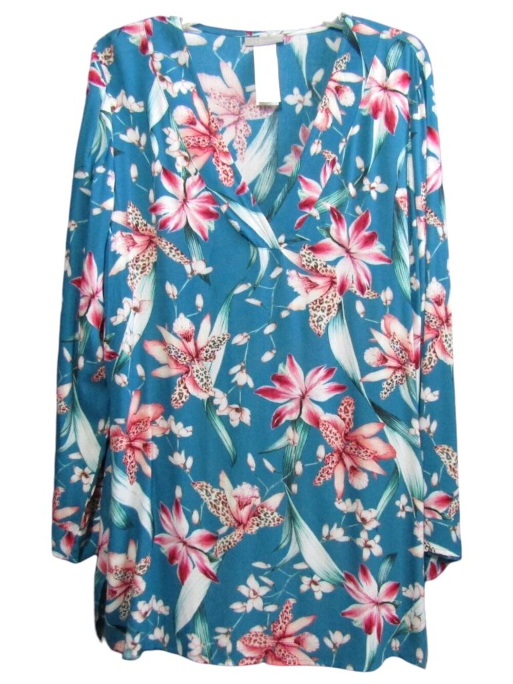 La Blanca Blue Flyaway Orchid Swim Cover Up Tunic Size M Floral Tropical New Tag